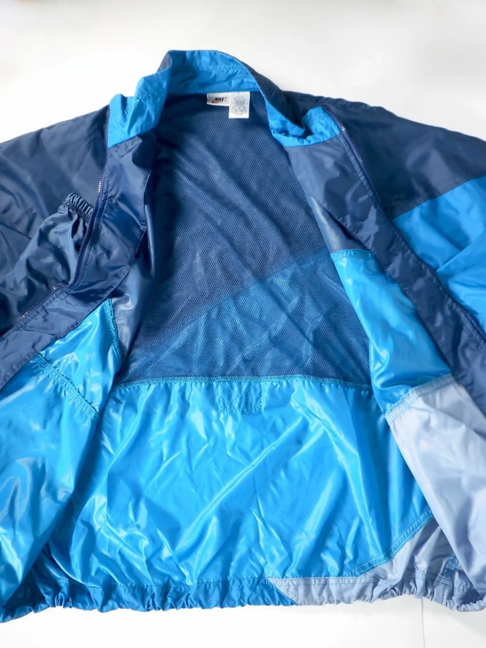 VTG 80s 90s NIKE Mens XL Blue Full Zip Track Jacket Windbreaker Swoosh Mesh Vent